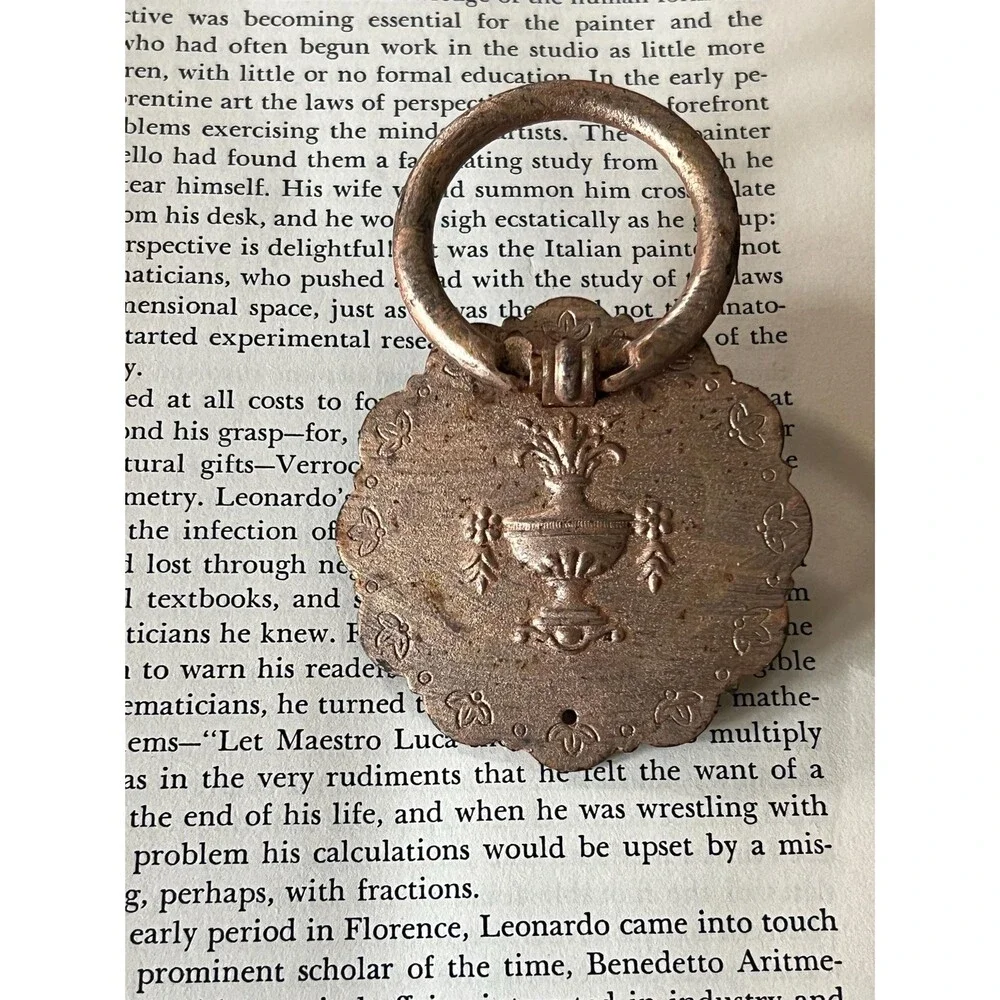 Single Vintage Cast Iron Drawer/Cabinet Ring Pull with Urn Detail